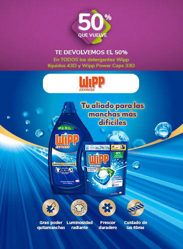▷ Chollo Pack x 3 botellas de Detergente Líquido Wipp Express Frescor  Lavanda 2,5 litros (150 dosis en total) por sólo 21,18€ con oferta 3x2 ¡A  7,06€ la unidad!